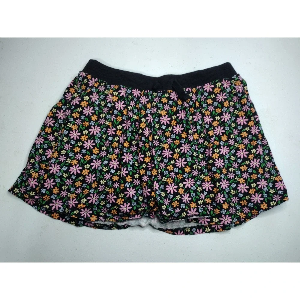 Old Navy Girls‎ XL 14-16 Black Floral Daisy Skort Built-in Shorts Cotton